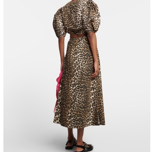 NWT Ganni Leopard-printed cotton crop top - Picture 2 of 4
